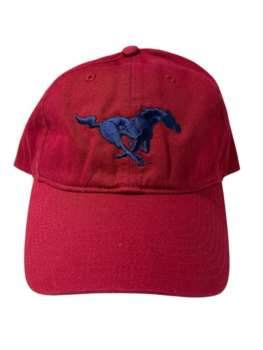 Nike Red Golf Shield Hat Mustang Blue Embroidered Very Nice